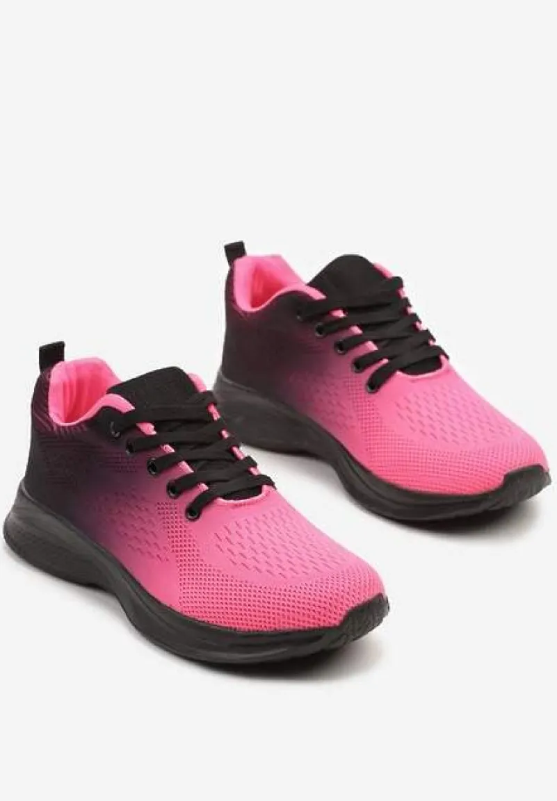 Czarno-Różowe Buty Sportowe Sneakersy z Miękką Cholewką w Stylu Ombre Alisaria