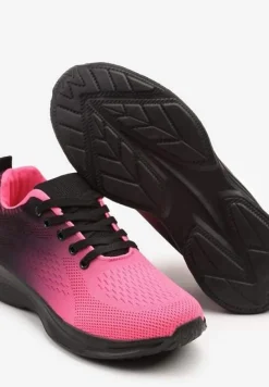 Czarno-Różowe Buty Sportowe Sneakersy z Miękką Cholewką w Stylu Ombre Alisaria