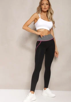 Czarno-Różowe Legginsy Sabrigoria