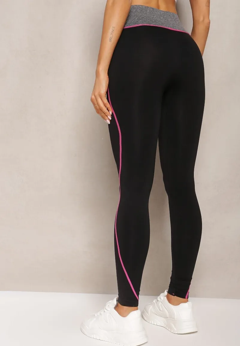 Czarno-Różowe Legginsy Sabrigoria