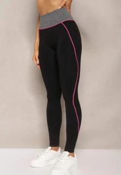 Czarno-Różowe Legginsy Sabrigoria