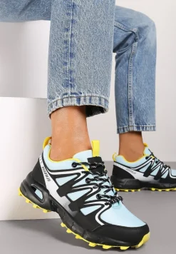 Czarno-Żółte Buty Sportowe Sneakersy Sznurowane na Tłoczonej Podeszwie Tinasinna