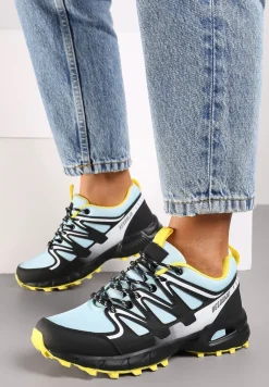 Czarno-Żółte Buty Sportowe Sneakersy Sznurowane na Tłoczonej Podeszwie Tinasinna