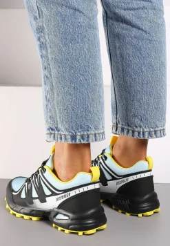 Czarno-Żółte Buty Sportowe Sneakersy Sznurowane na Tłoczonej Podeszwie Tinasinna