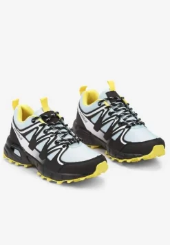 Czarno-Żółte Buty Sportowe Sneakersy Sznurowane na Tłoczonej Podeszwie Tinasinna