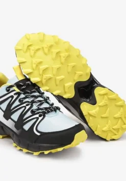 Czarno-Żółte Buty Sportowe Sneakersy Sznurowane na Tłoczonej Podeszwie Tinasinna