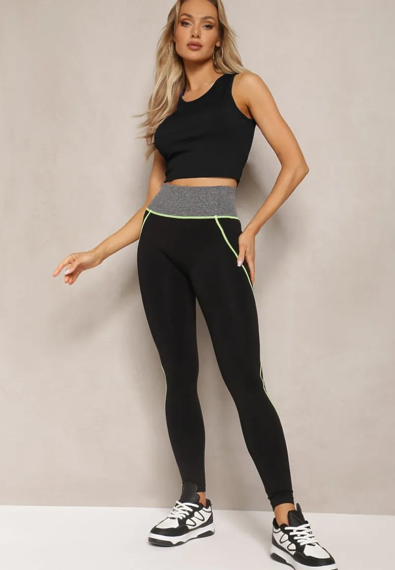 Czarno-Zielone Legginsy Sabrigoria