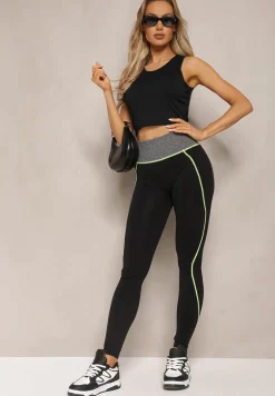 Czarno-Zielone Legginsy Sabrigoria