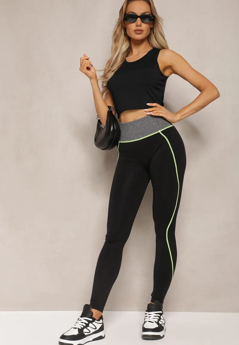 Czarno-Zielone Legginsy Sabrigoria