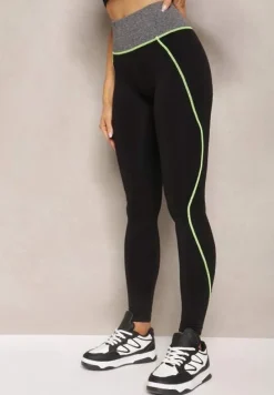 Czarno-Zielone Legginsy Sabrigoria