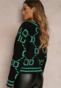 Czarno-Zielony Kardigan Sethoy