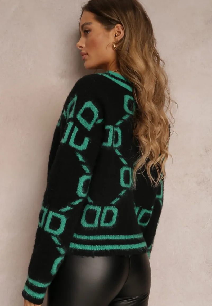Czarno-Zielony Kardigan Sethoy