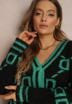 Czarno-Zielony Kardigan Sethoy