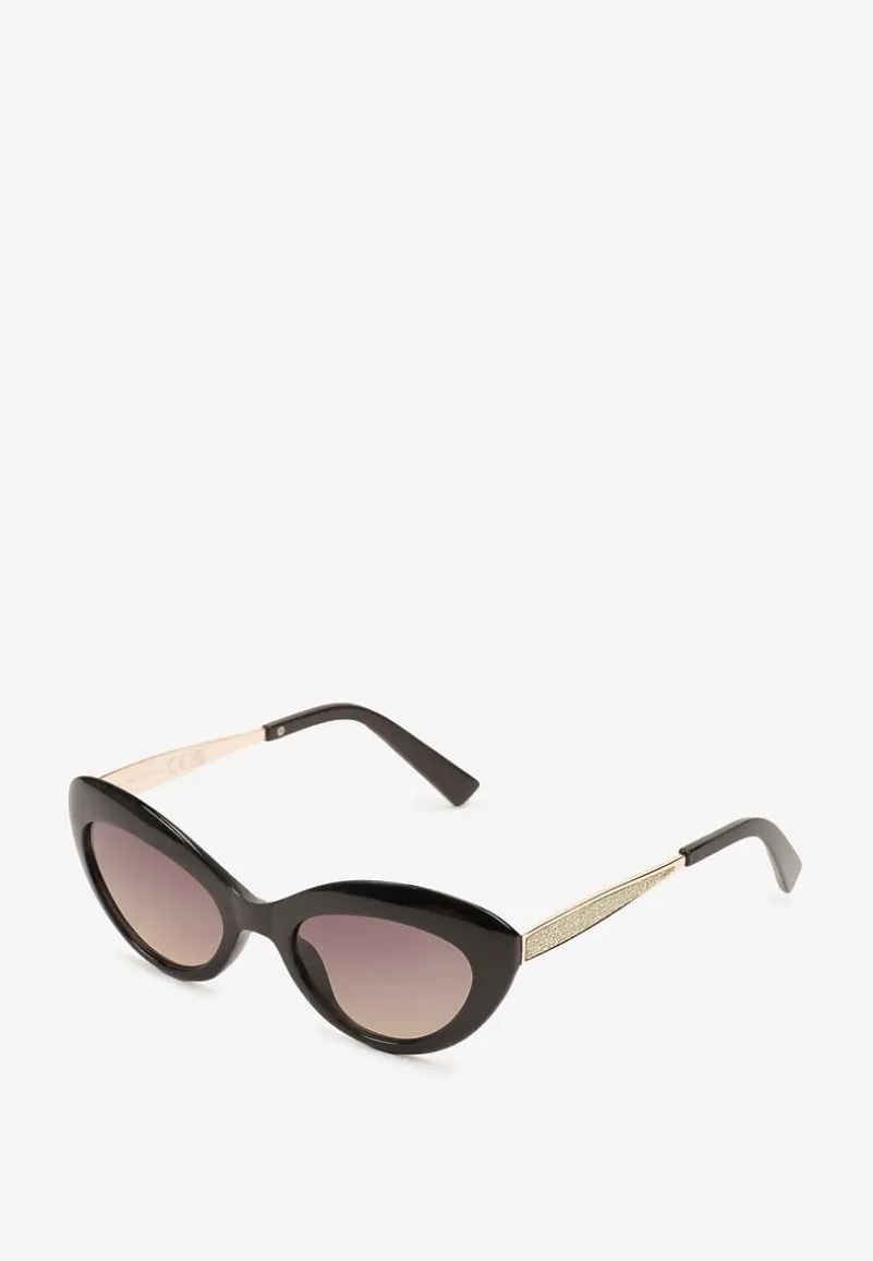 Czarno-Złote Okulary Przeciwsłoneczne o Kocim Kształcie z Filtrem UV Nirivna