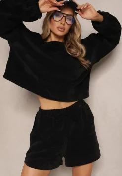 Czarny Basicowy Komplet Szorty i Bluza Novirissa