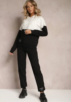 Czarny Bawełniany Komplet Dresowy z Bluzą i Spodniami Terinna