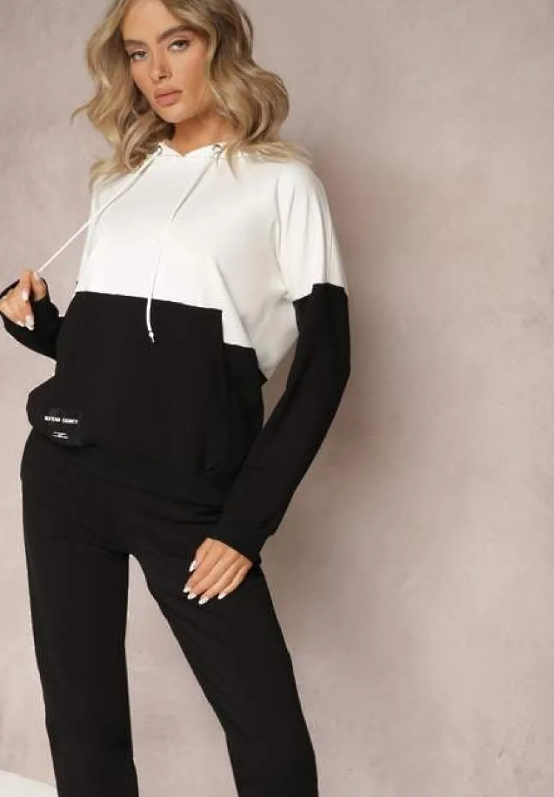 Czarny Bawełniany Komplet Dresowy z Bluzą i Spodniami Terinna