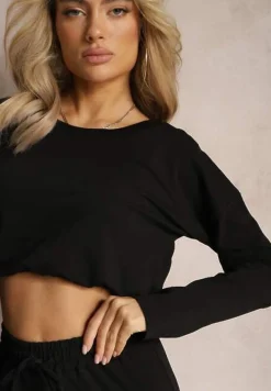 Czarny Casualowy Komplet Dresowy z Elastyczną Gumką i Ściągaczami Ariaza