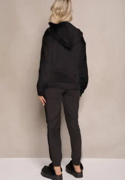 Czarny 2-częściowy Komplet Dresowy z Bluzą i Spodniami Wolff