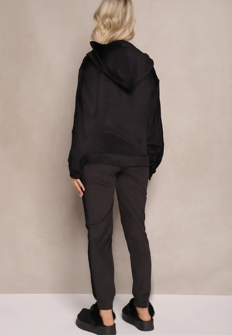Czarny 2-częściowy Komplet Dresowy z Bluzą i Spodniami Wolff