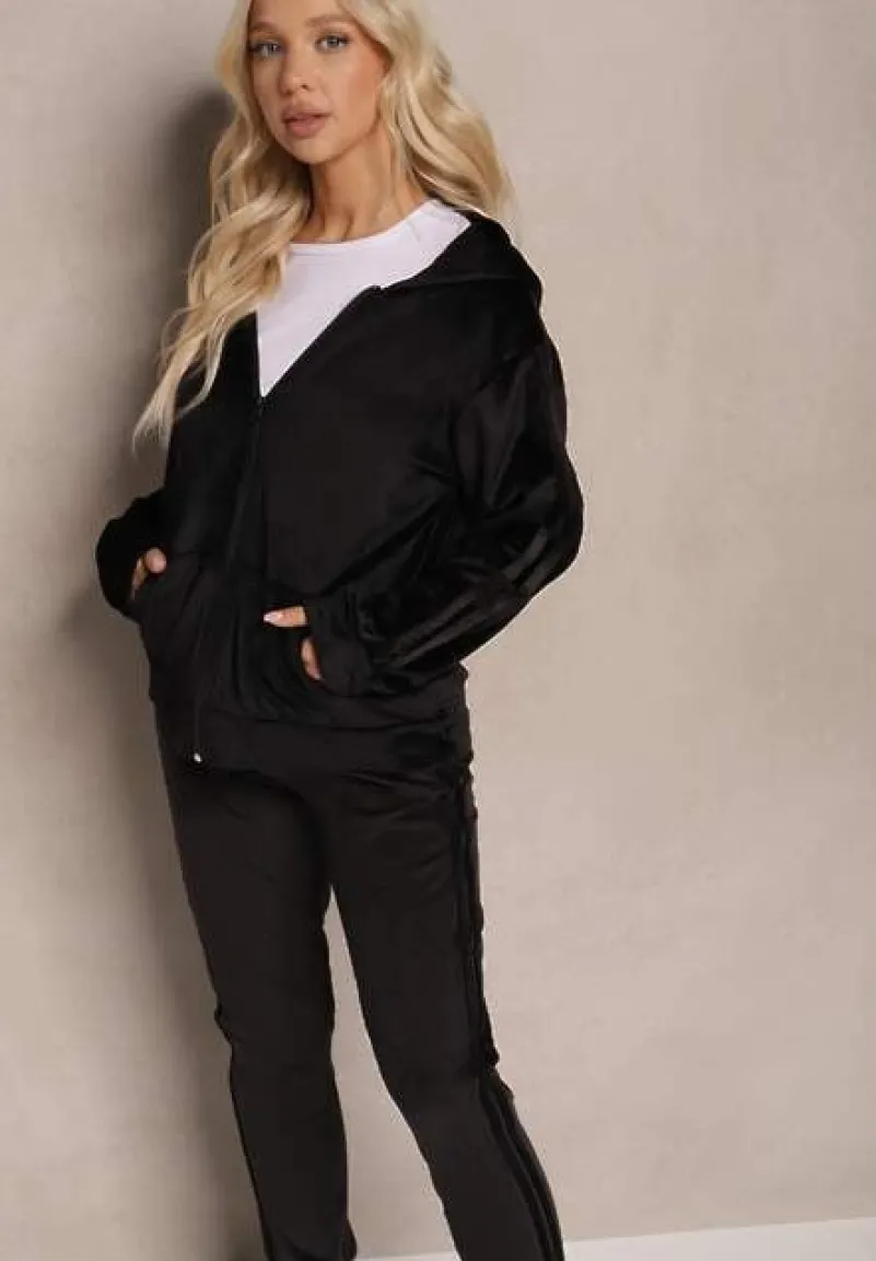 Czarny 2-częściowy Komplet Dresowy z Bluzą i Spodniami Wolff