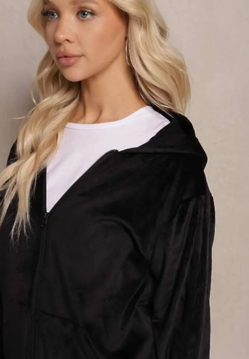 Czarny 2-częściowy Komplet Dresowy z Bluzą i Spodniami Wolff