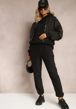 Czarny 2-częściowy Komplet Dresowy z Bluzą i Spodniami Maddeve