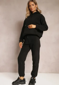 Czarny 2-częściowy Komplet Dresowy z Bluzą i Spodniami Maddeve
