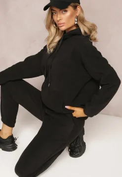 Czarny 2-częściowy Komplet Dresowy z Bluzą i Spodniami Maddeve