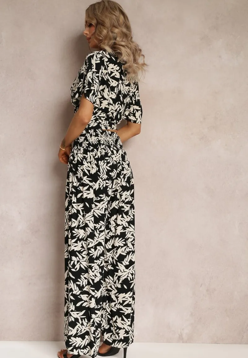 Czarny 2-częściowy Komplet z Topem i Spodniami Khelu