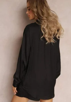 Czarny 2-częściowy Komplet z Koszulą i Szortami Logsia