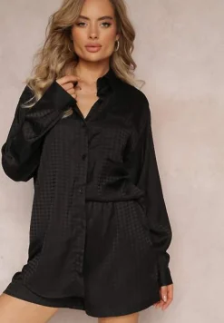 Czarny 2-częściowy Komplet z Koszulą i Szortami Logsia