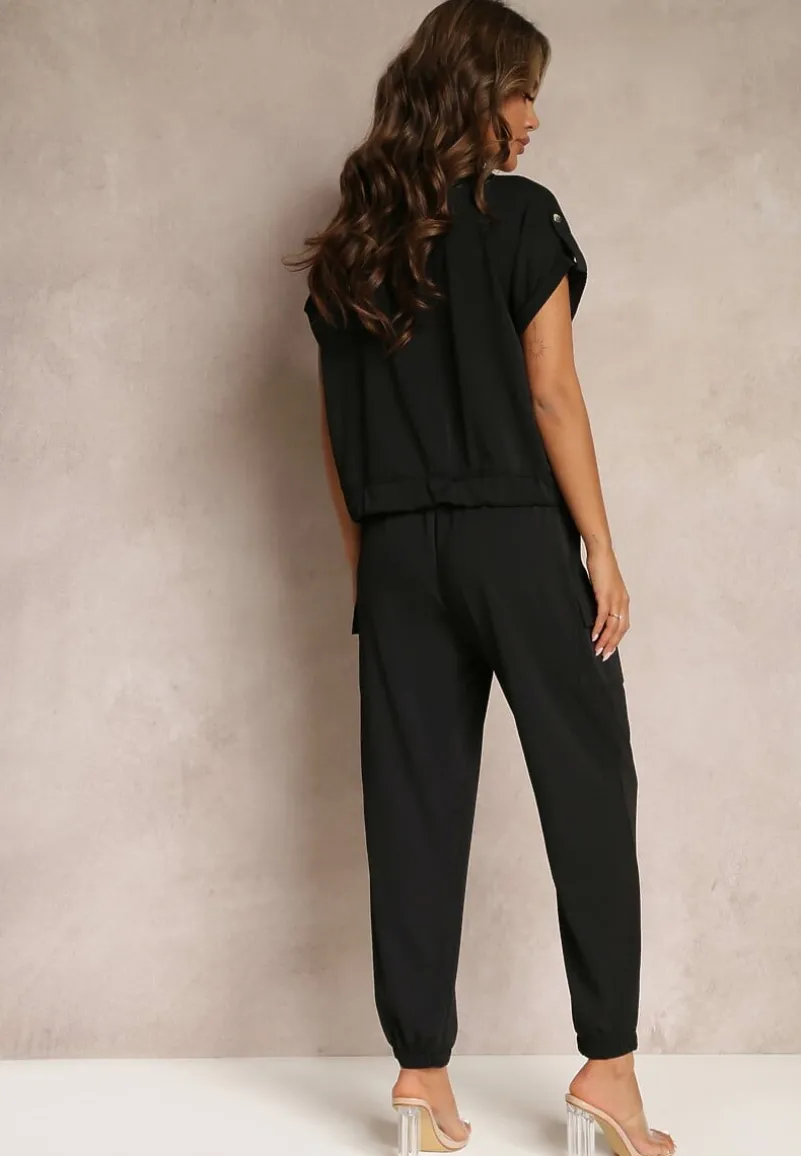 Czarny 2-częściowy Komplet z Bluzką i Spodniami Ezrala