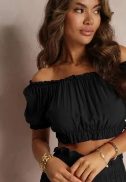 Czarny 2-częściowy Komplet z Wiskozy w Hiszpańskim Stylu Avasa