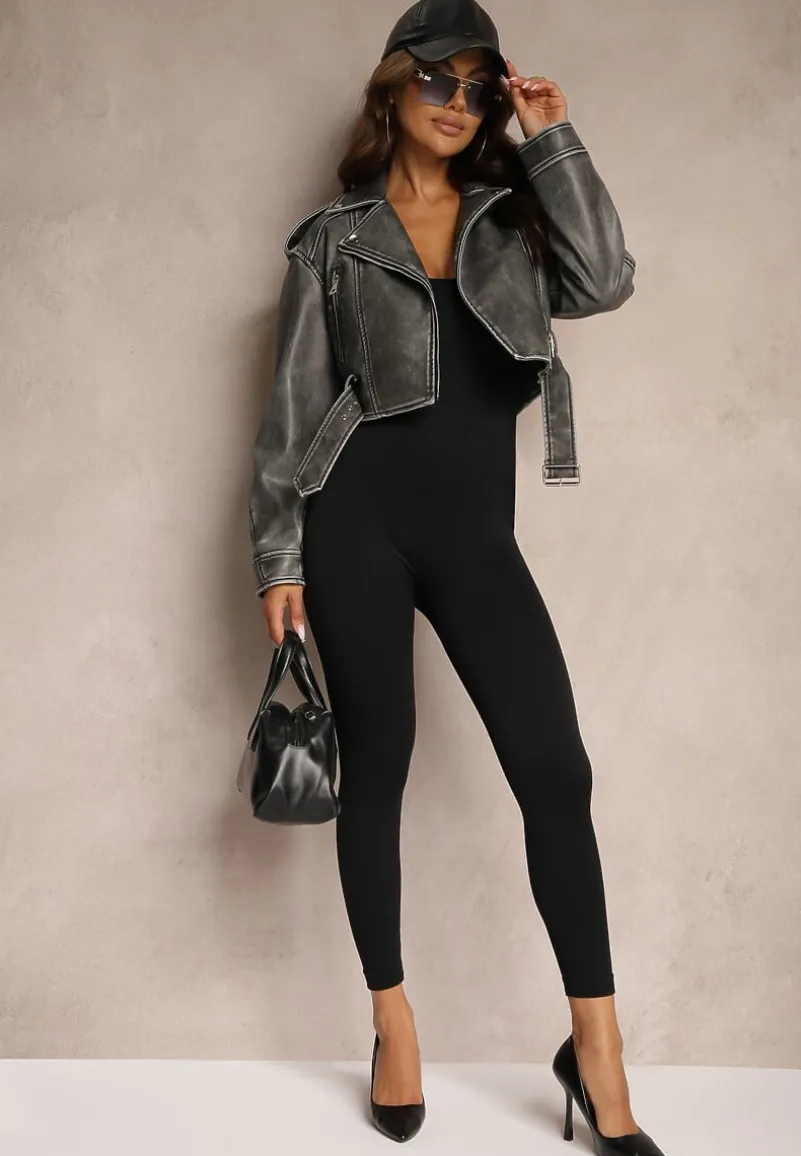 Czarny Dopasowany Kombinezon Taliowany na Ramiączkach Nevirenes