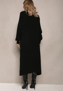 Czarny Długi Kardigan Niezapinany z Kieszeniami Richildi