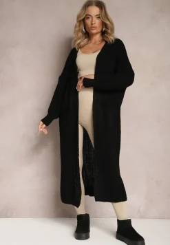 Czarny Długi Kardigan Oversize Angellona