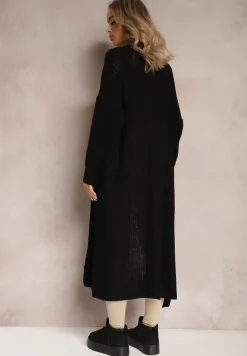 Czarny Długi Kardigan Oversize Angellona