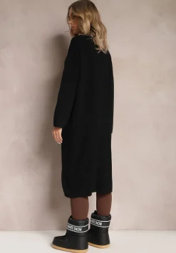 Czarny Długi Kardigan Zapinany Rousalere