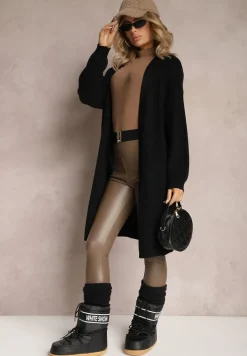 Czarny Dzianinowy Kardigan Niezapinany Ivemisa