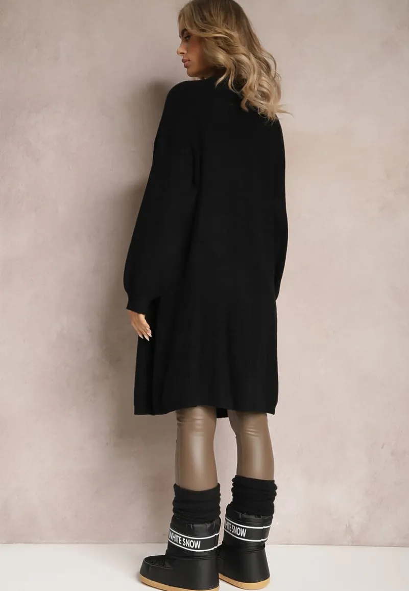 Czarny Dzianinowy Kardigan Niezapinany Ivemisa