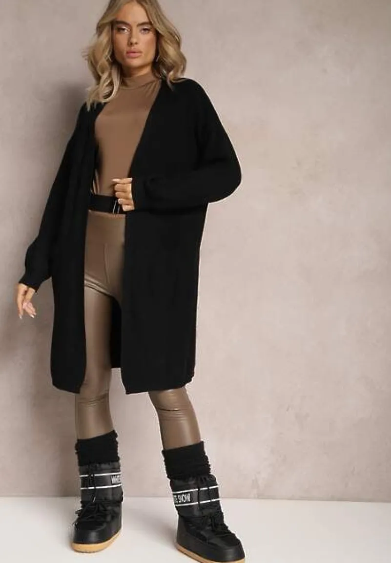 Czarny Dzianinowy Kardigan Niezapinany Ivemisa