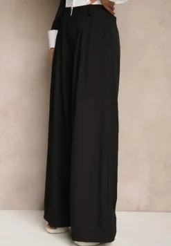 Czarny Garniturowy Komplet Marynarka i Spodnie z Kontrastującymi Zdobieniami Davirielle