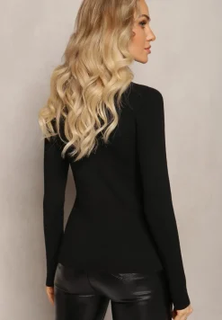 Czarny Golf z Prążkowanej Dzianiny z Nitami Itagi