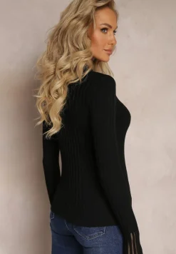 Czarny Golf z Prześwitującymi Wstawkami Nirelle