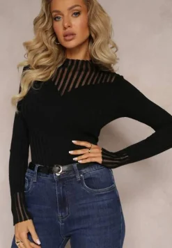 Czarny Golf z Prześwitującymi Wstawkami Nirelle