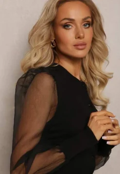 Czarny Kardigan Bluzka Roseanna