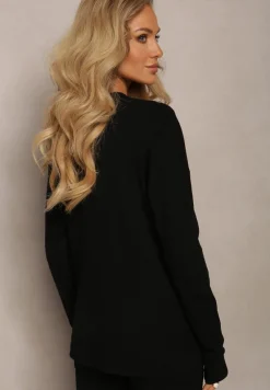 Czarny Kardigan o Dopasowanym Fasonie z Guzikami Olisame