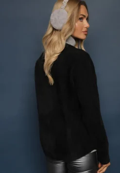 Czarny Kardigan Wełniany Zapinany Ierules