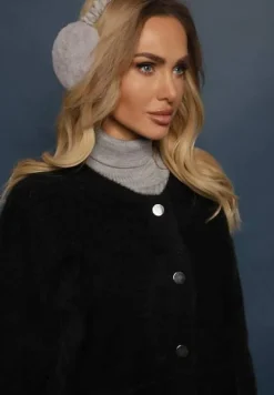 Czarny Kardigan Wełniany Zapinany Ierules